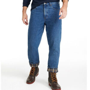 LL Bean Double L Flannel Lined Jeans Mens 38x29 Blue Classic Fit Comfort Waist